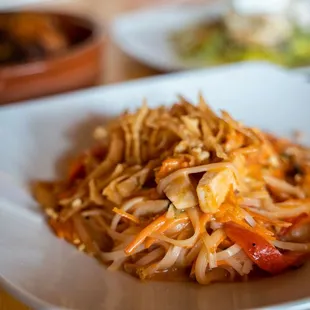 Pad thai (has coconutmilk so not your traditional pad thai but still good!)