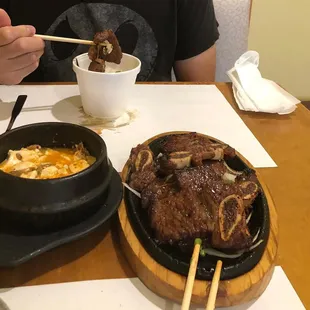 Galbi combo with seafood + beef tofu soup