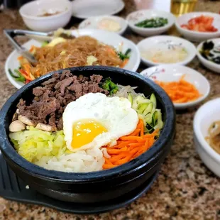 various dishes of food
