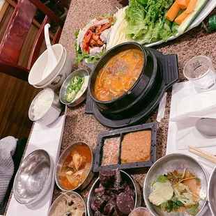 Steamed Pork combo with Korean sausage soup