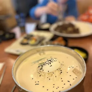 Cold bean soup 콩국수 - seasonal summer noodle! Really rich in protein. I loved it!