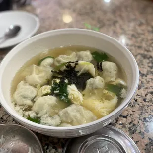 Beef dumplings soup