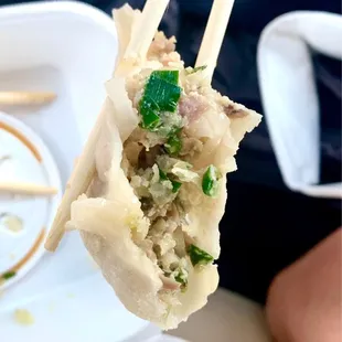 Inside filling of #9 Korean Style Steamed Dumplings with pork &amp; veg. Filling is seasoned well $10.99 for 6 pcs    5*