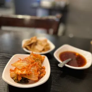 Small plates served before your order were delicious!