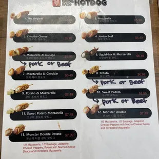 sushi and sashimi, menu