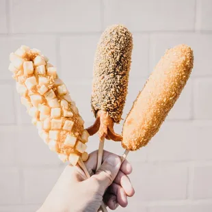 Potato Hotdog, Squid Ink Hotdog, The Original Hot Dog.