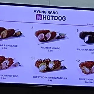 a variety of hotdogs