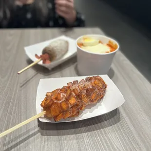 sweet potato dog and tteokbokki