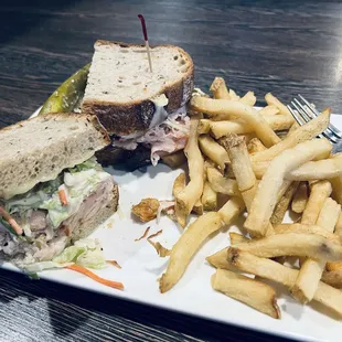 Georgia Turkey Reuben with fries...Delicious! (I had taken a few bites before remembering to take a picture.)