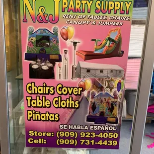 All your party needs meet!! Come check us out. Great prices and packages