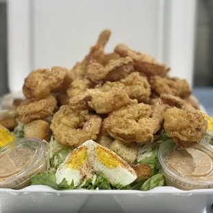 Fried Shrimp Creole Caesar Salad