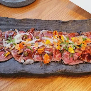 Beef tataki, $23
