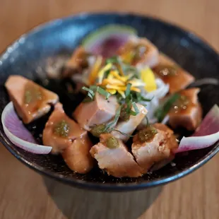 Ankimo - 16 sumiso, red onion, yuzu kosho