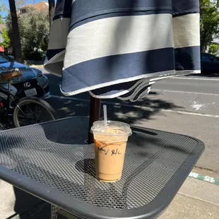 Outdoor table with my drink