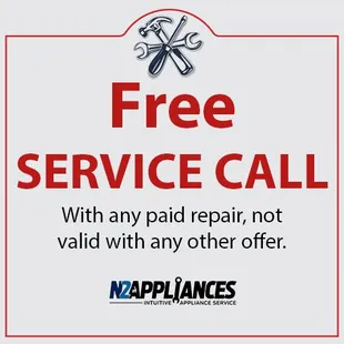 Free appliance repair service call with any repair
