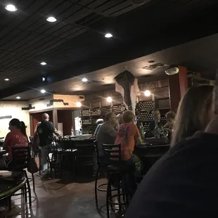 a group of people sitting at a bar