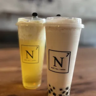 Jasmine green tea with crema &amp; rose petal milk tea