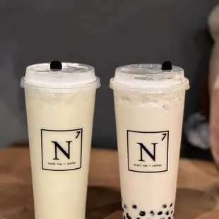 Nitro Jasmine Milk Tea and House Milk Tea with boba
