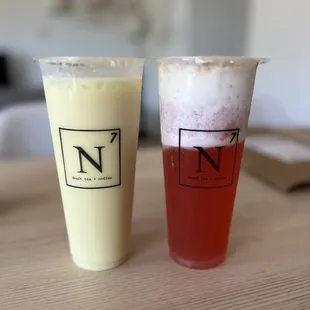 Jasmine Nitro Milk Tea and Strawberry Hussle
