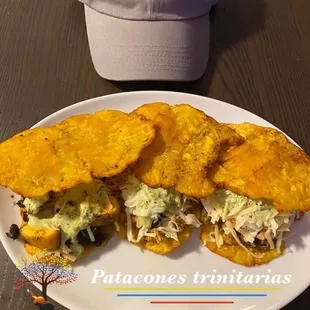Trio de Patacones (Beef, Chicken, and Vegetarian).
