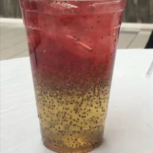 Spring mix, hibiscus and lavender teas with chia seeds