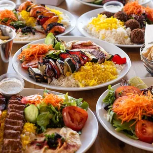  table full of different types of food