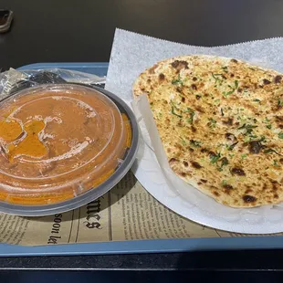 Butter Chicken and Garlic Naan