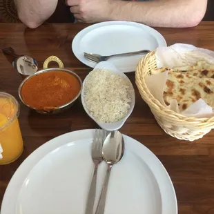 Butter Chicken with Rice &amp; Butter Naan, &amp; Mango Lassi~