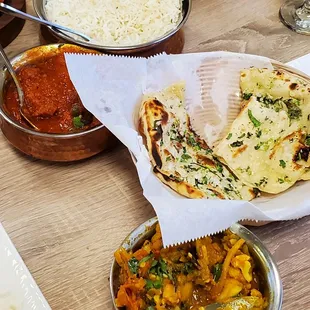 Garlic Naan and Basmati Rice.