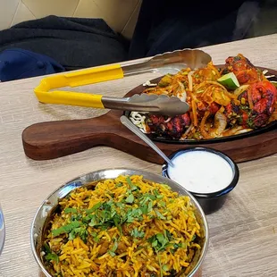 Tandoori Chicken and Goat Biryani.