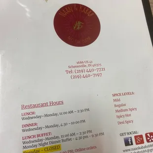 menu