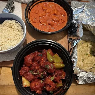 Chicken Tikka Masala &amp; Rice GF Gobi Manchuriyan &amp; Chilli &amp; Garlic Naan