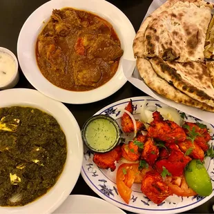 Achar Chicken, Naan, Palak Paneer, Chicken Tikka Kabab