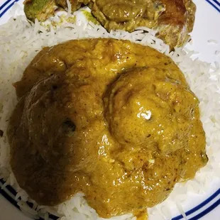 Malai kofta over rice...terrible gravy.