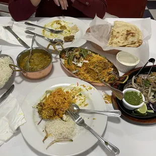 Goat Biryani, Chicken Khorma and Chicken Sheekh Chicken Seekh Kebab
