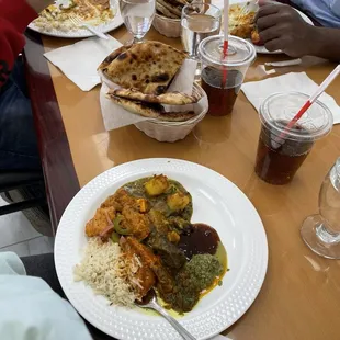 Buffet plate and naan bread