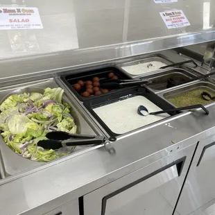 Salad, desert and sauce bar