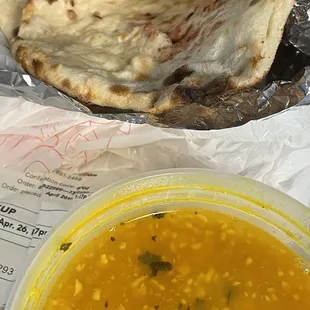 Kashmiri naan and lentil soup