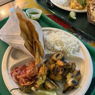 Chicken Kebab Platter with Masala Fries