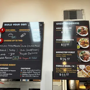 View of the menu.