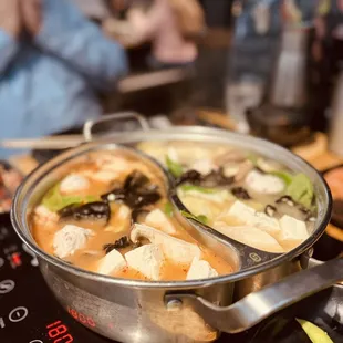 a close up of a pot of food