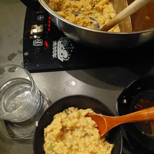 Porridge from spicy shabu shabu broth
