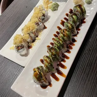 Left - crunchy California / right - caterpilla