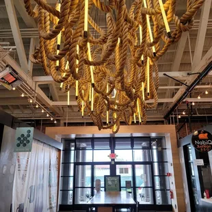 a chandelier made of rope