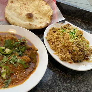 Chicken Biryani, Plain Naan