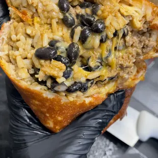 Beef Burrito with Cheese Crust