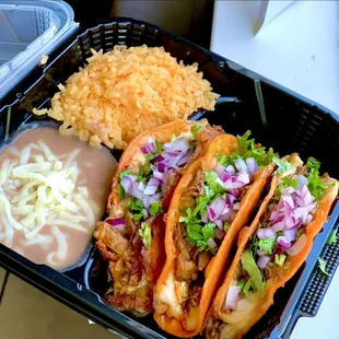 QuesoBirria with rice &amp; beans Plate