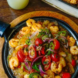 Flaming Shrimp Fajitas