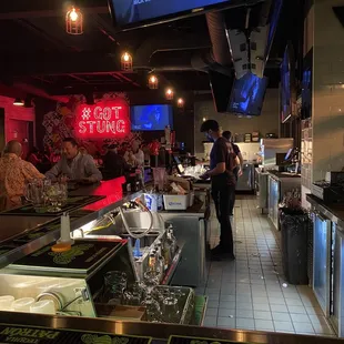 a view of a restaurant from the bar