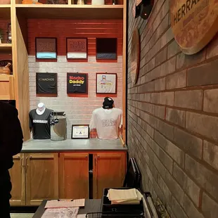 Behind the hostess podium